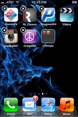 Locate the app, and press and hold it until all the apps start to wiggle.