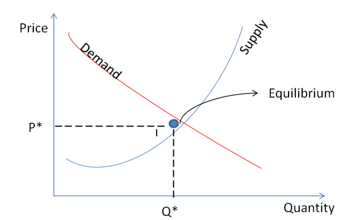 Individual demand and supply curves plotted on a graph.