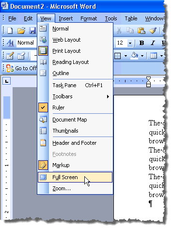 View Menu in MS Word 2003 - TurboFuture