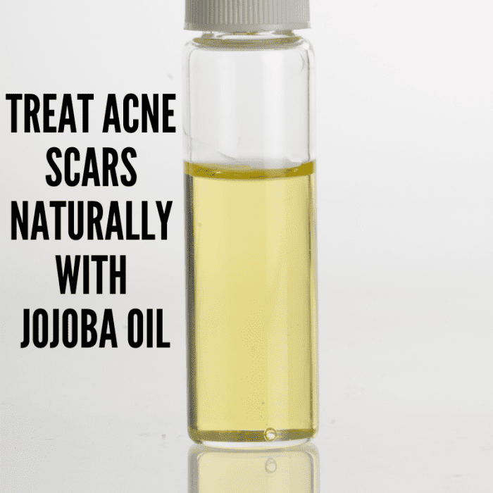 Glass vial containing jojoba oil.