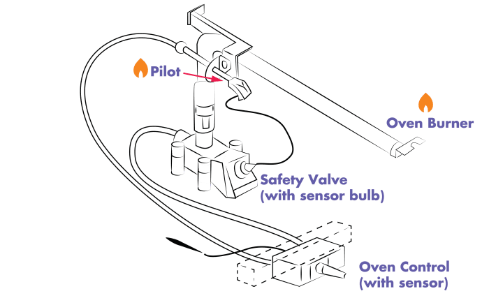 L'accenditore è l'intera unità situata sul retro del forno a gas. I terminali sono i due fili che si collegano al controllo del forno.