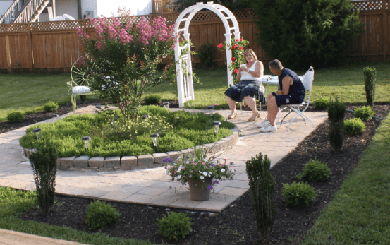Patio around a garden center point