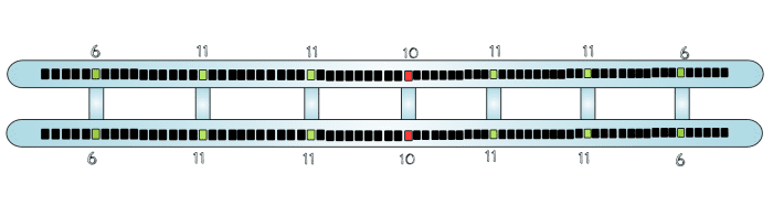The cross pattern of the rails and cross braces requires seven braces when constructing the rails from power struts.