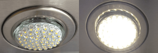 49 LED bulbs make up each of the two front lights.