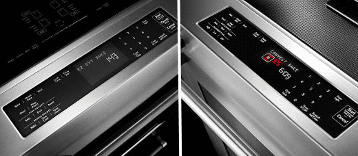 A view of the control panel of this range. On the right you can see the automatic convection conversion is in process.
