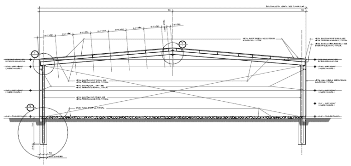 A 75-foot steel frame, part of one of 6 buildings I designed for a large commercial site in Southern California.
