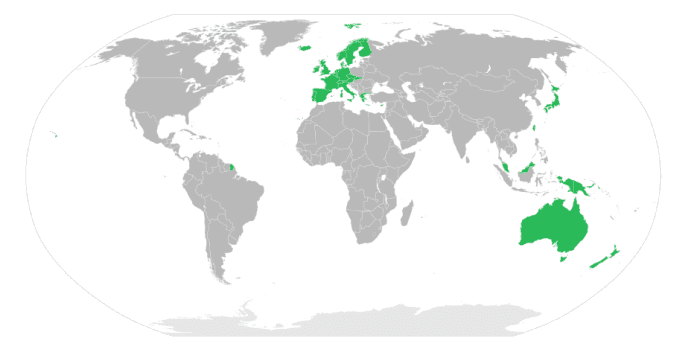 Several countries in Africa, Oceana, Europe, the Middle East, and North America are rabies-free. While no cases of rabies have been reported in Australia, the bats do carry lyssavirus.