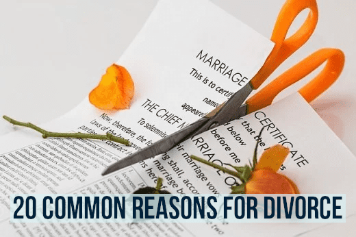 Many weddings unfortunately end up in divorce. Read on for my top 20 list of reasons for relationship failure...