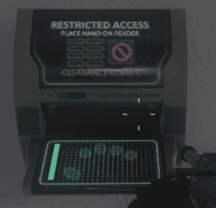 The Hand Scanner consists of a screen a pad meant for scanning your fingerprints.