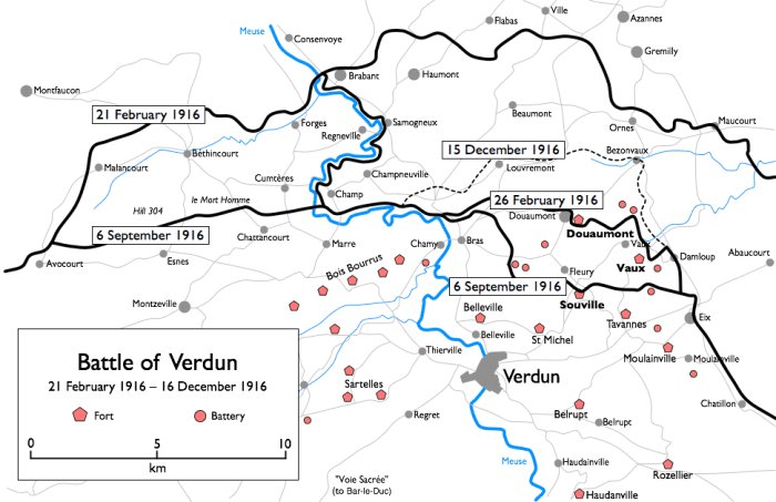 The sheer breadth and depth of the battlefield at Verdun is impressive. One French historian would give a figure at the start of the 1916 German offensive of 166 kilometers or 103 miles.