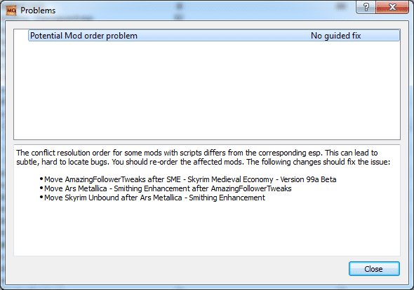 Mod Organizer will give you a detailed list of potential mod load order problems to enable you to optimise your load order.