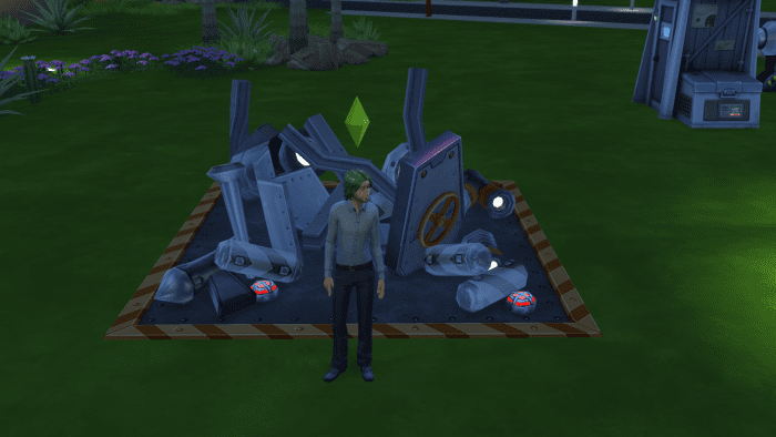 A destroyed ship in "The Sims 4." Choose poorly when exploring space and your rocket may wind up like this.