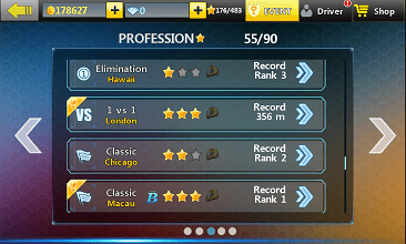 Some Races that can be Replayed i.e, the Ones with Less than 3 Stars