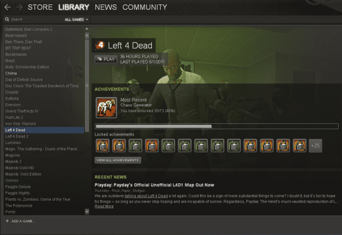 In this tutorial, I'm removing "Left 4 Dead" so that I have space available to download "TF2."