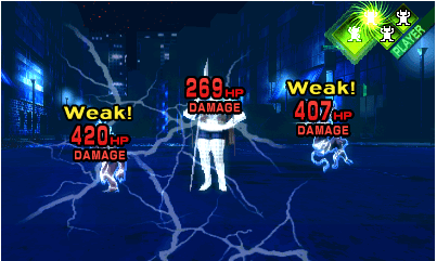 Note the glowing half-turn gained for exploiting an enemy's weakness. The full turns, on the other hand, do not glow.