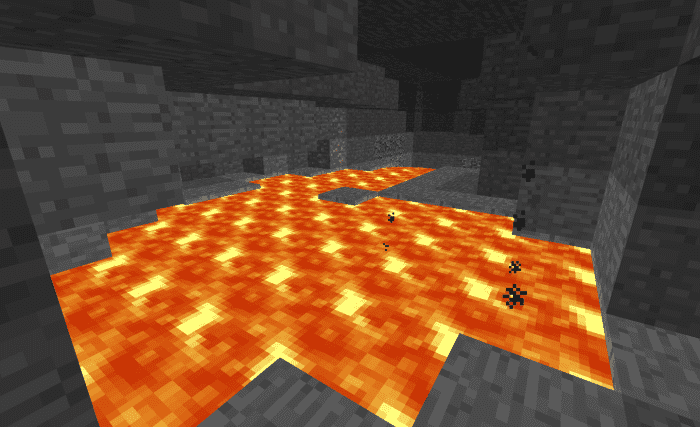 This lake could have hidden pistons underneath that can be activated with a button or lever. Once activated, they would push blocks up and allow you to jump across safely.