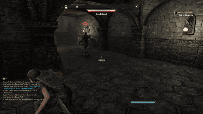 Hiding from guards while infiltrating the territory of the Indorils of Kragenmoor during the Aggressive Negotiations quest of The Elder Scrolls Online.