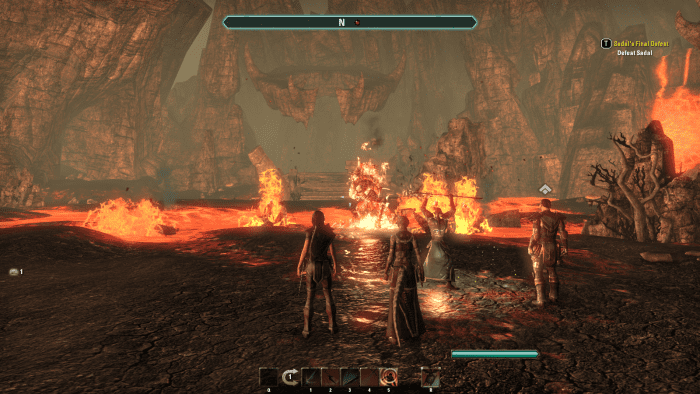 Battling Sadal, the second demonic brother that has long been sealed in the Tormented Spire of The Elder Scrolls Online.