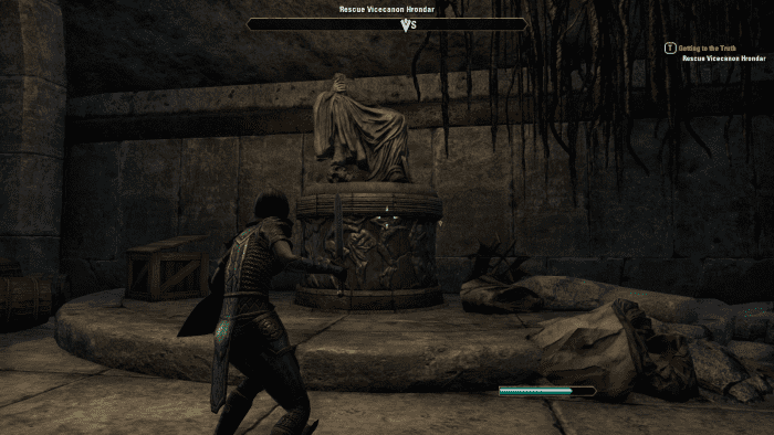 Picking a path through a set of Ruins just outside Stormhold during the Getting to the Truth quest in The Elder Scrolls Online.