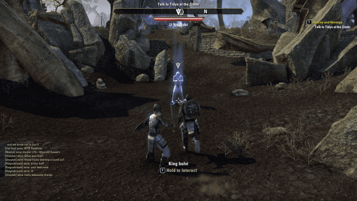 Battling through a town of vengeful, unhappy ghosts during the Restless Spirits quest of The Elder Scrolls Online.