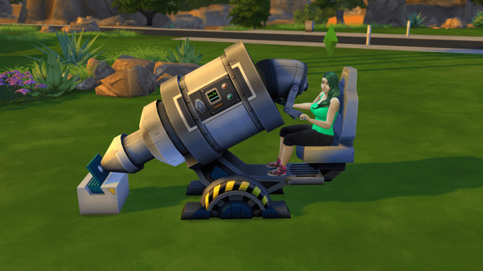 This is a Sim using a microscope in "The Sims 4". Microscopes build Logic and can offer up other goodies as well.