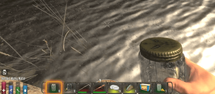 Bottled Murky Water can be created by using a water source or crafting with snow.