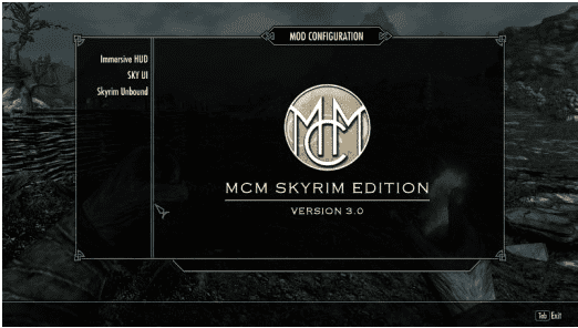 The Mod Configuration Menu (MCM) an essential part of SkyUI a Skyrim mod.