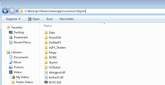 default skyrim folder