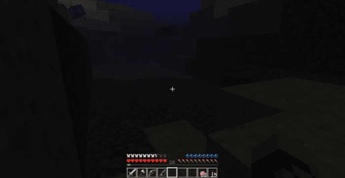 While underwater, bubbles above the hunger bar pop until the player drowns.