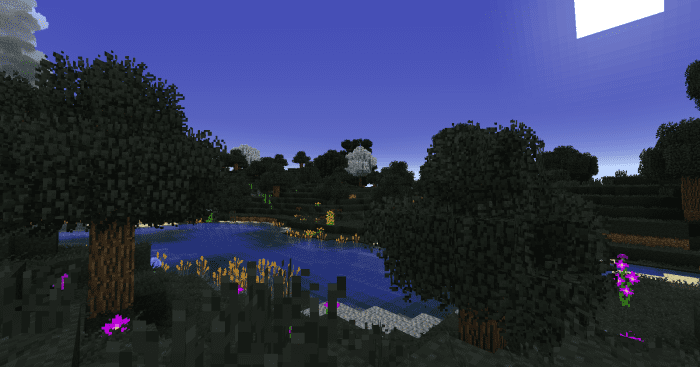 Thaumcraft's eerie, normally a tiny dark patch only generated around obelisks, can be turned into a full-sized biome if one wishes.