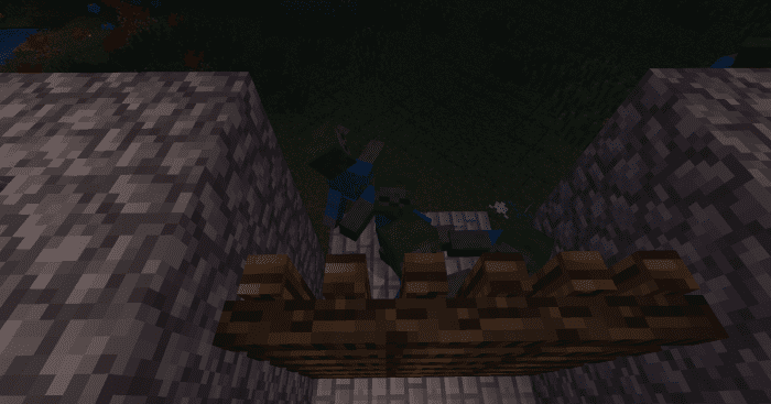 It is wise to build some kind of fortifications around one's home, as the undead can sense players from quite a distance away, and will attack in much larger numbers than in normal Minecraft.