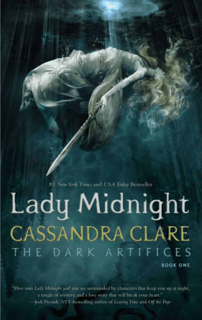 This is the front cover art for the book Lady Midnight written by Cassandra Clare. The book cover art copyright is believed to belong to Simon & Schuster.