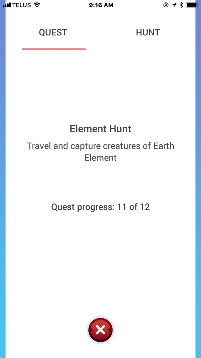 In this view I need to capture one more earth element creature before completing the quest and receiving my reward.