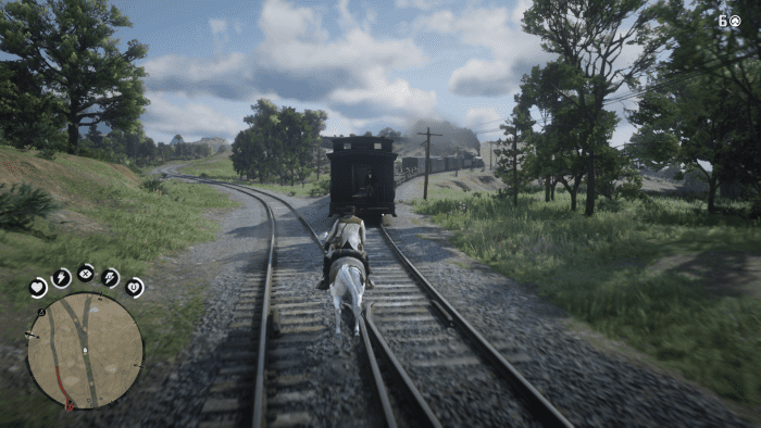 An Improved Arrow is best, oh and Dead Eye of course. Just shoot THIS rear guard, then jump on the train. You'll still get spotted after 30 seconds, but you won't be there long.