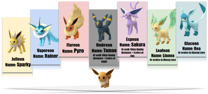 pokemon go eevee names