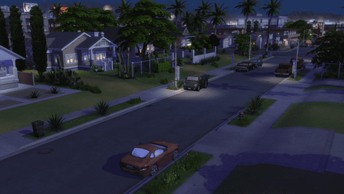 The Sims 4 has cars, but only as decoration. The Get Famous expansion pack features lots of cars parked on the side of the road (pictured above), but you can't interact with them.