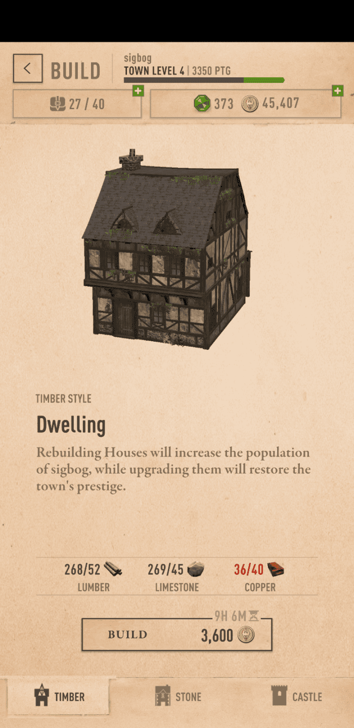 The green bar extending from your existing town level prestige bar indicates how much prestige you will earn for building or upgrading a unit.