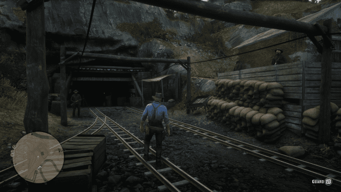 There should be three guards at THIS entrance to the mines. Make sure to save your game before this.