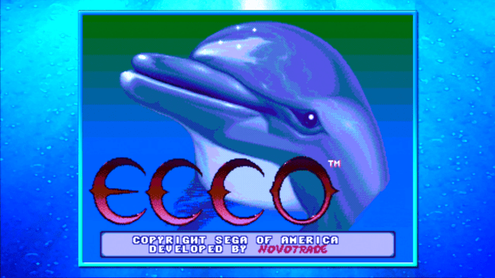 The title menu for "Ecco the Dolphin," one of the games included in the "SEGA Mega Drive Ultimate Collection."