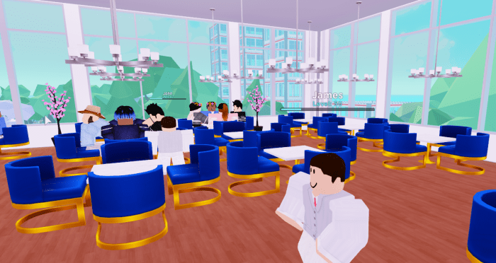 A nice looking setup of chairs and tables. You want to have the most amount of tables with four chairs around them.