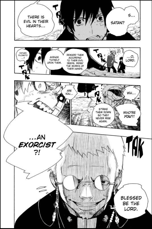 Shiro Fujimoto, an exorcist and Rin Okumura's adoptive father.
