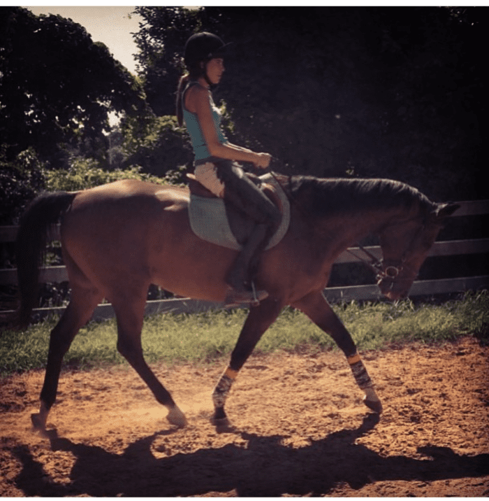 This is my main man, Kemerton, who is now retired. My story with him is the classic example of buying the horse I saw myself competing on. Luckily we had help of good trainers and lived happily everafter!