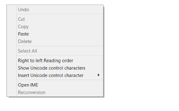 This context menu shows much of the easy to remember shortcuts as actions.