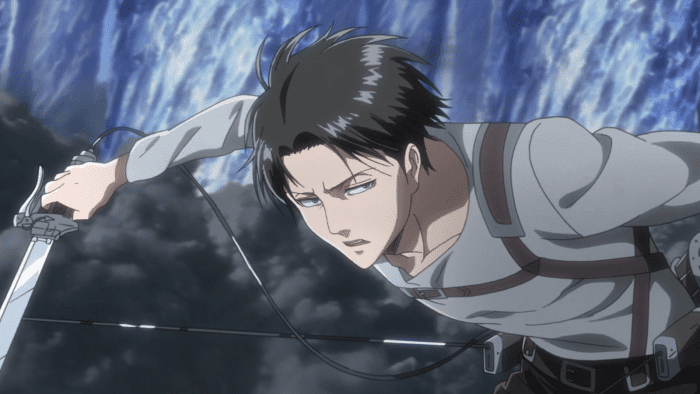 Levi searching for enemy soldiers during a blazing sneak attack, planning to finish his feud with his mentor figure once and for all.