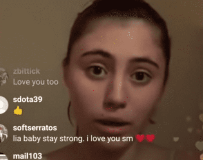 Clearly detached from reality in this 2019 livestream, Lia is seen cycling between euphoria, distress and confusion.
