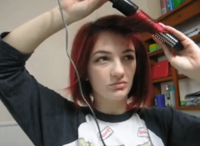 Then roll the last half of the hair shaft in the opposite direction.