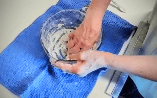 Gather the dough into a ball. There will probably be plenty of flour yet in the bottom of your mixing bowl.