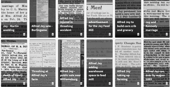 The wedding article includes names of many family members, the sale article shows the family leaving an area, the obituary sometimes details their early life. Look for all these clues.