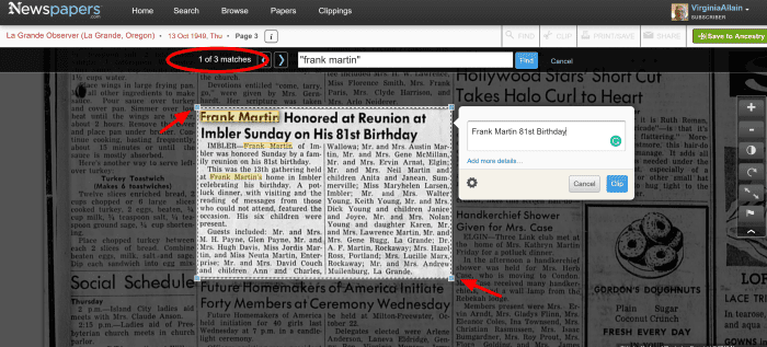 Adjust the size of the clipping to get the article you want. Sometimes it is complicated by being crooked or by being in several columns.