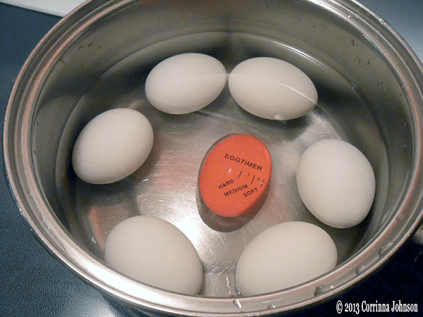 I find it helpful to use an egg timer when making hard-boiled eggs.